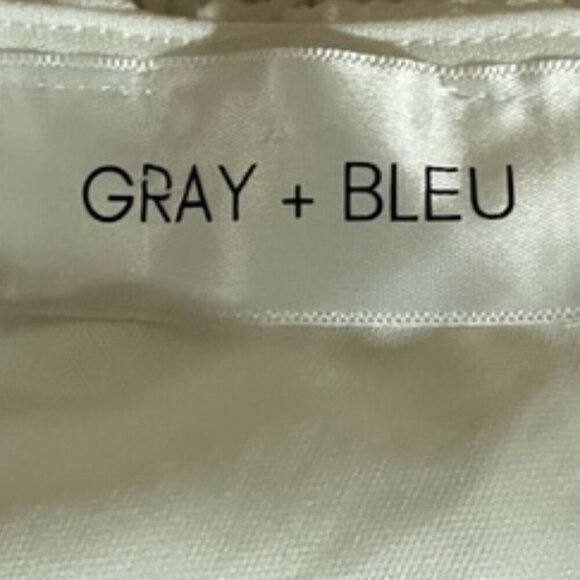 Gray + Bleu White Lace Sheath Mini Dress with Crew Neck and Short Sleeves Large - Picture 9 of 10